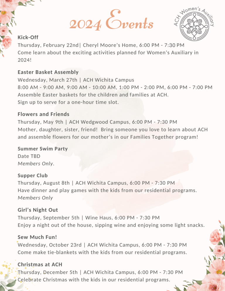 ACH Women's Auxiliary 2024 Events