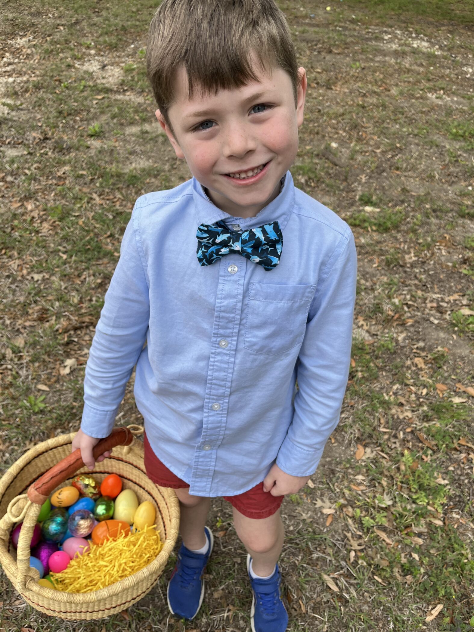 Levi Hackemack with an Easter basket.