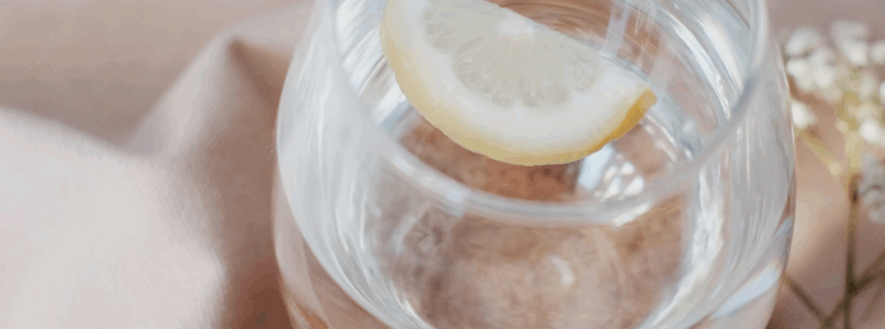 A glass of lemon water.