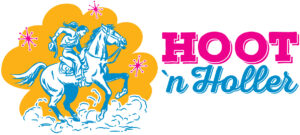 Hoot and Holler Logo with Cowboy riding horse