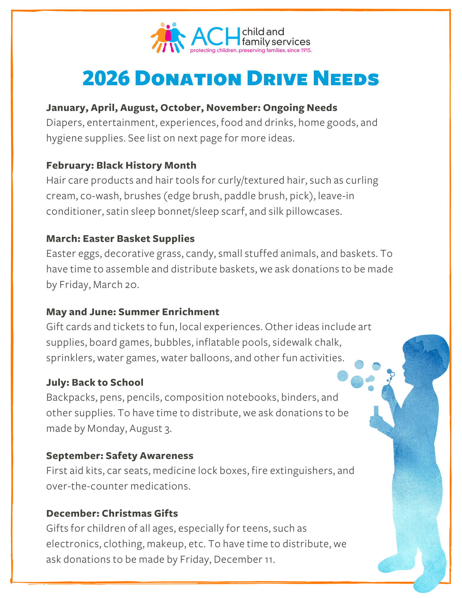 Donation Drives | Community Donation Center | ACH